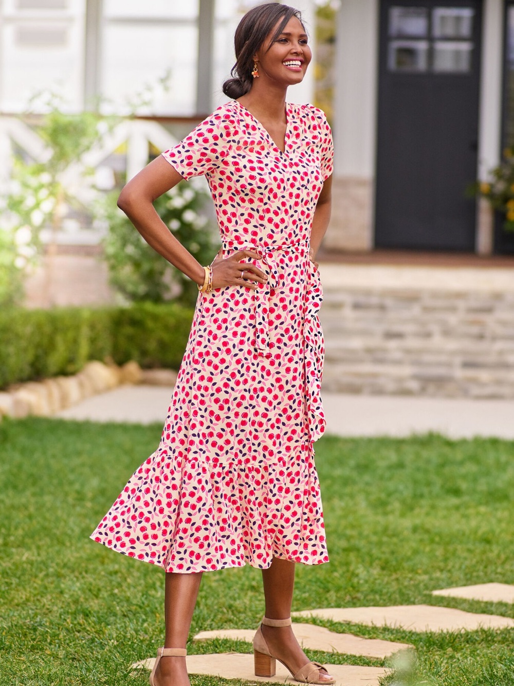 Talbots Pink Floral Wrap Dress size 4P new with tags.